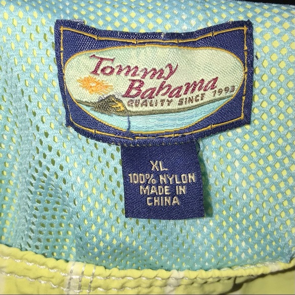 Tommy Bahama Yellow & White Striped Swim Trunk Shorts - Picture 5 of 6